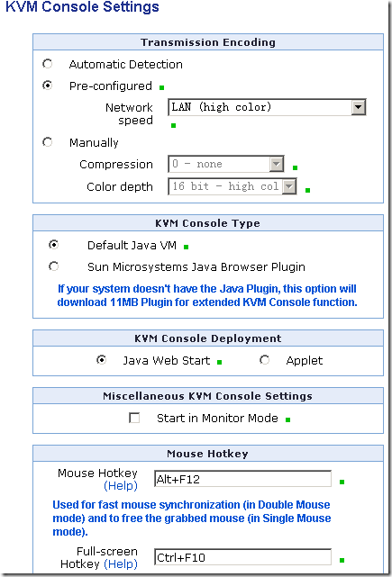 KVM Console Settings